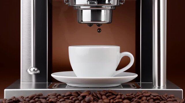 Brewing fresh espresso: coffee machine extracting rich, aromatic flavors in action