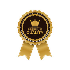Luxury Premium Quality Badge with Elegant Golden Ribbon