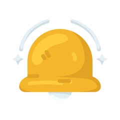 Illustration of Golden Notification Bell with Sound Waves