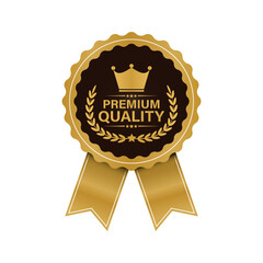 Luxury Premium Quality Badge with Elegant Golden Ribbon