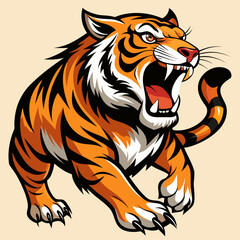 Powerful Tiger Roaring Mascot Vector Art