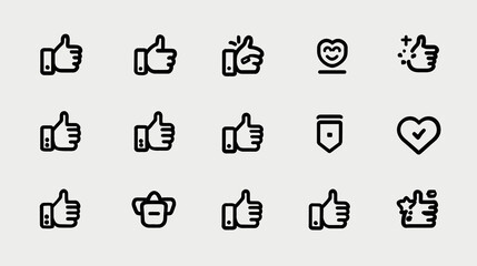 Thumbs up icons representing approval and positive feedback in various styles.