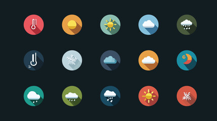Weather Icons Set - Flat Design with Long Shadows.