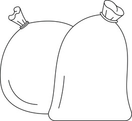 Trash Bag Outline Icon Illustration on White Background