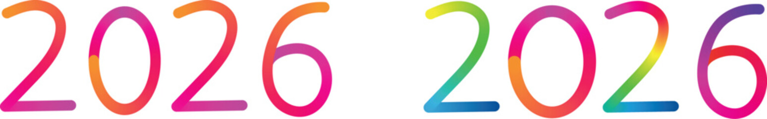 Colorful rainbow gradient numbers 2026 displayed side by side