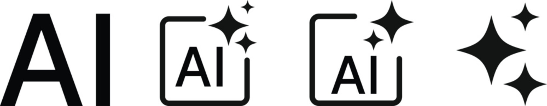 Generative AI logo icon set. Artificial Intelligence Creation symbol. Ai generate icons collection. magic sparkle stars symbol