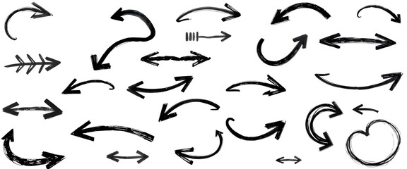 hand writing bold style arrow set transparent