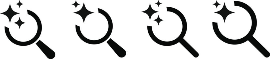 Generative AI logo icon set. Artificial Intelligence Creation symbol. Ai generate icons collection. magic sparkle stars symbol