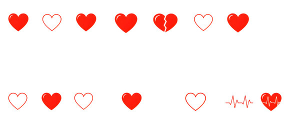 Red heart balloons vector illustration set for romantic  love and passion design