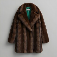 Dark Brown Fur Coat Video with Vertical Texture Background