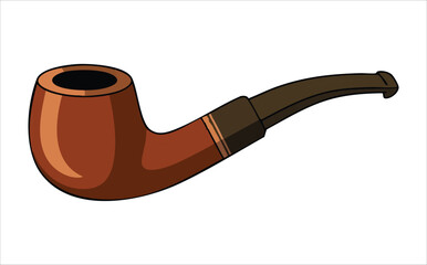 classic wooden tobacco pipe with detailed grain texture vector art isolated on white background