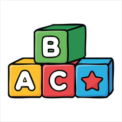 colorful plastic ABC building blocks with letters vector art isolated on white background