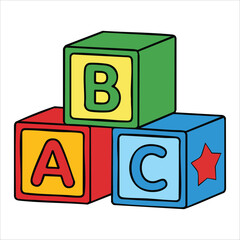 children's alphabet blocks with primary colors vector art isolated on white background