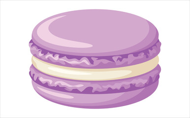 tasty macaron cookie with smooth shell and filling vector art isolated on white background