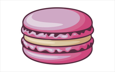 tasty macaron cookie with smooth shell and filling vector art isolated on white background