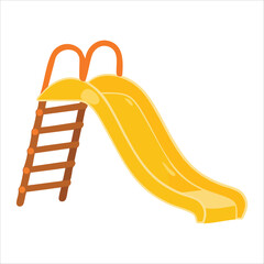 children's playground slide with wooden ladder vector art isolated on white background