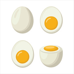 multiple egg preparations in cute cartoon style vector art isolated on white background