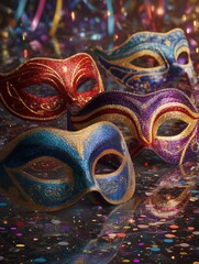 Color Splash Celebration &ndash; Colorful Glitter Party Masks for New Year&rsquo;s Eve - 3