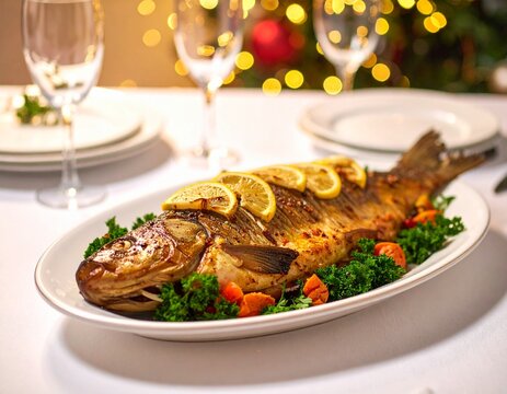 Karp świąteczny na stole