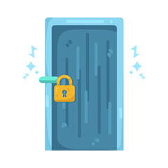 Illustration of Door with Padlock 