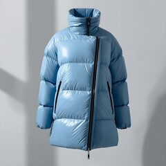 Modern Blue Puffer Jacket Video with Asymmetrical Zip Style