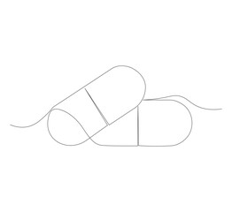 Continuous image of two medicine pills or capsules.white background, Medical drug pharmaceutical care vector illustration.