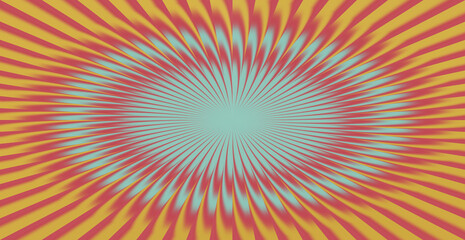 Abstract radial pattern with red and yellow colors on blue background