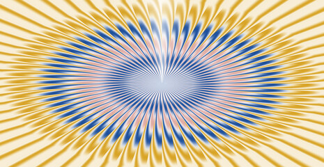 Abstract radial pattern with blue and yellow swirling elements