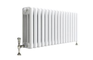 White radiator with vertical pipes