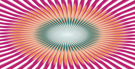 Abstract radial pattern with pink, orange, and green colors