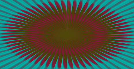 Teal background with maroon and brown radial pattern