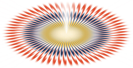 Abstract radial explosion of red and blue streaks on white background