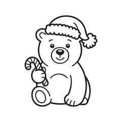 Obraz premium christmas teddy bear. Vector coloring page