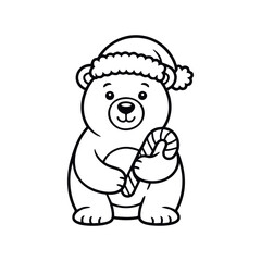 teddy bear in a hat. Vector coloring page