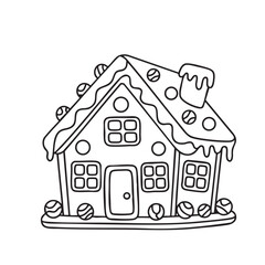 Christmas house on a white background. Vector coloring page