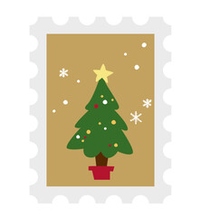 クリスマスツリーの切手イラスト