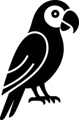 Simplified silhouette of a parrot head in clean flat vector design.