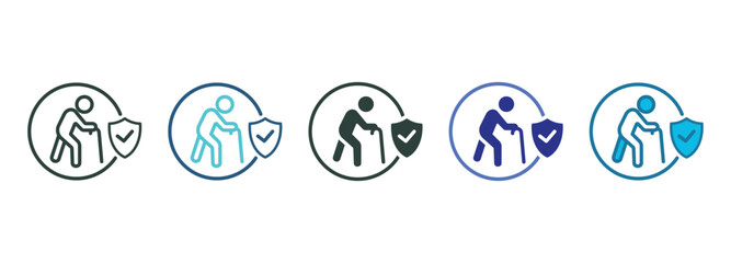 Elderly Protection Icon Set Multiple Style Of