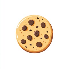 Fototapeta premium A simple stylish and minimalist icon of a classic sweet cookie snack centered and isolated on a clean white background This graphic design element represents a delicious baked confection