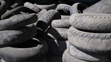 day time old moto and car tires slow motion panorama 4k georgia - Powered by Adobe