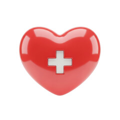 Obraz premium Red heart with cross isolated on transparent background