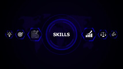 Digital abstract concept of skills development and growth with global network, Skills development and learning growth concept, Professional training and digital innovation. - Powered by Adobe