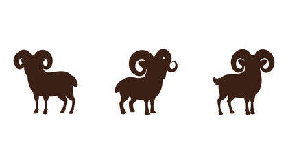 Naklejka premium Majestic ram silhouettes vector designs