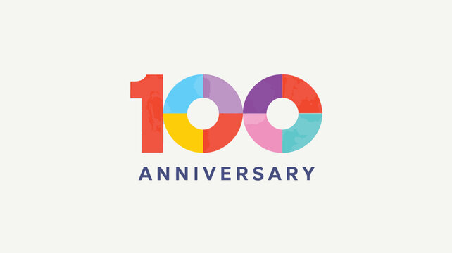 Colorful 100th Anniversary Celebration Logo with Text number