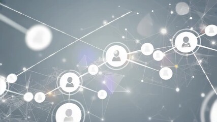 abstract technology network background, white and light grey gradient, geometric polygon mesh, connected lines and colorful nodes, futuristic digital pattern - Powered by Adobe