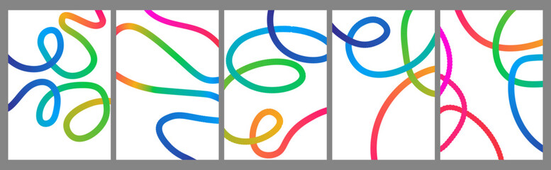 Abstract 3D Color Lines Pattern. Vector Background with Rainbow Gradient Ribbon.