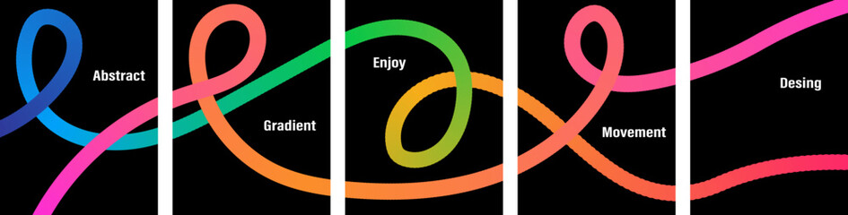 Abstract Backgrounds and vector posters with 3D colorful lines graphics set.