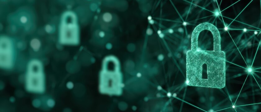 Digital Security and Privacy Concept with Lock Icons and Network Connections in a Modern Technology Background