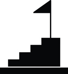 Success flag on top of stairs icon representing achievement and progress