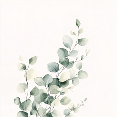watercolor eucalyptus branch leaves green botanical illustration plant stem foliage art design